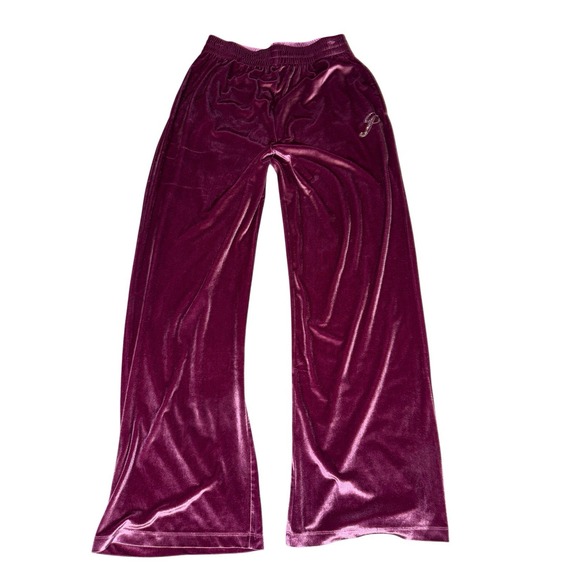 Victoria‎ Secret PINK Velour Shine Logo Full-Zip Crop Hoodie Wide Leg Pants Sz M - Picture 9 of 14